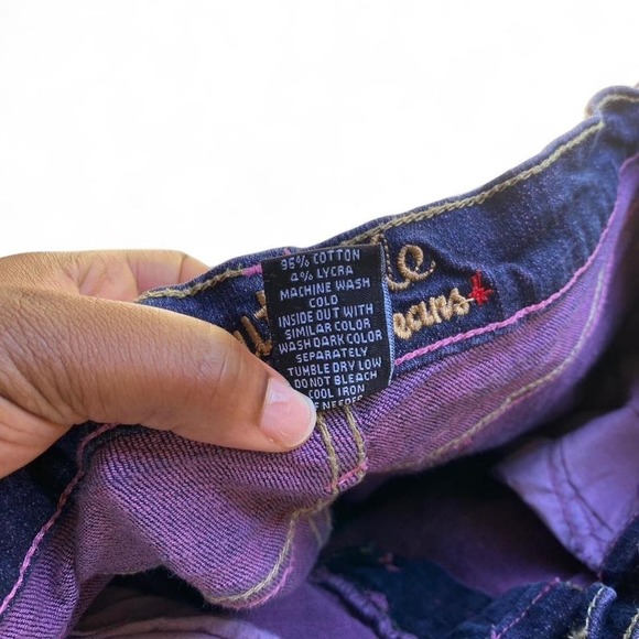 Southpole Jeans VTG Y2K Womens 9 Purple Fade Pink Stitching Flare Denim Pants - Picture 5 of 5